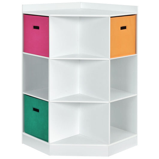 3-Tier Kids Storage Shelf Corner Cabinet with 3 Baskets-Gray LuxuryLifeWay Online Store