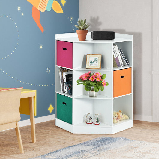 3-Tier Kids Storage Shelf Corner Cabinet with 3 Baskets-Gray LuxuryLifeWay Online Store
