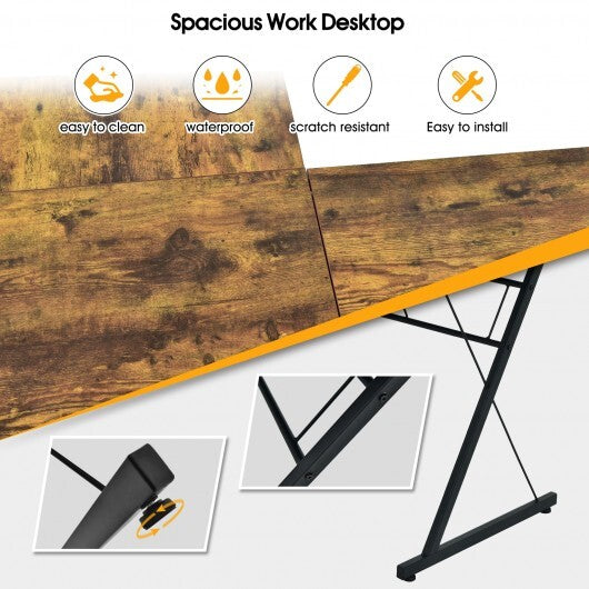 59 Inches L-Shaped Corner Desk Computer Table for Home Office Study Workstation-Black