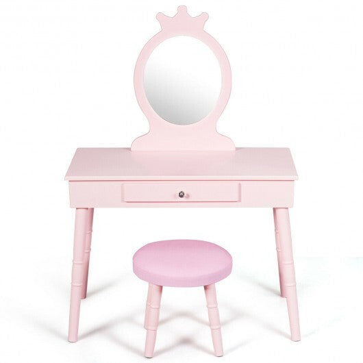 Kids Vanity Makeup Table & Chair Set Make Up Stool-White LuxuryLifeWay Online Store