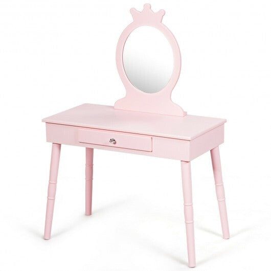 Kids Vanity Makeup Table & Chair Set Make Up Stool-White LuxuryLifeWay Online Store