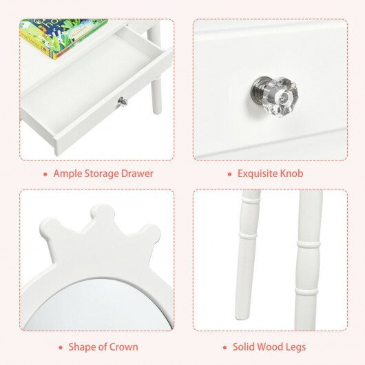 Kids Vanity Makeup Table & Chair Set Make Up Stool-White LuxuryLifeWay Online Store