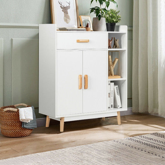 Floor Storage Cabinet Free Standing Cupboard Chest with 1 Drawer-Black