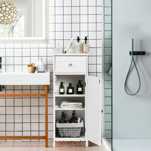 Wooden Bathroom Floor Storage Cabinet with Drawer and Shelf LuxuryLifeWay Online Store