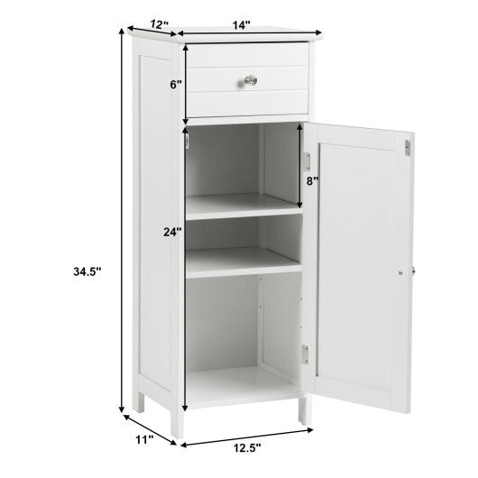 Wooden Bathroom Floor Storage Cabinet with Drawer and Shelf LuxuryLifeWay Online Store