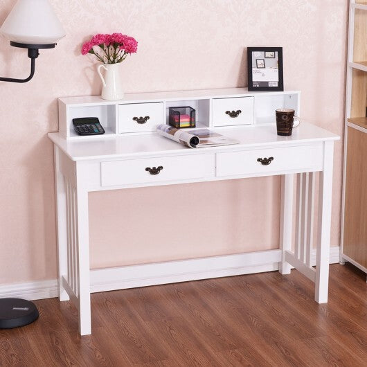 Home Office Writing Desk with 4 Drawer Computer Study Table - Color: White LuxuryLifeWay Online Store