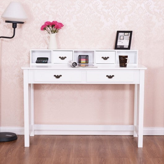 Home Office Writing Desk with 4 Drawer Computer Study Table - Color: White LuxuryLifeWay Online Store
