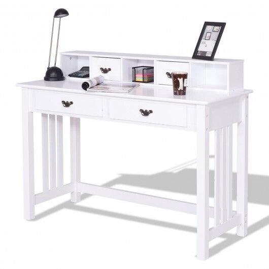 Home Office Writing Desk with 4 Drawer Computer Study Table - Color: White LuxuryLifeWay Online Store
