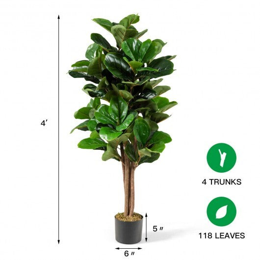 4 Feet Artificial Fiddle Leaf Fig Tree Decorative Planter LuxuryLifeWay Online Store