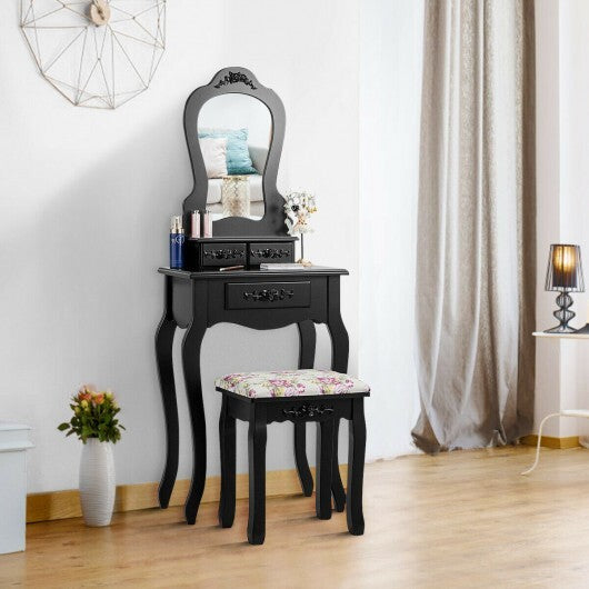 Makeup Dressing Table and Bench 3 Drawers and Cushioned Stool for Girls-White LuxuryLifeWay Online Store