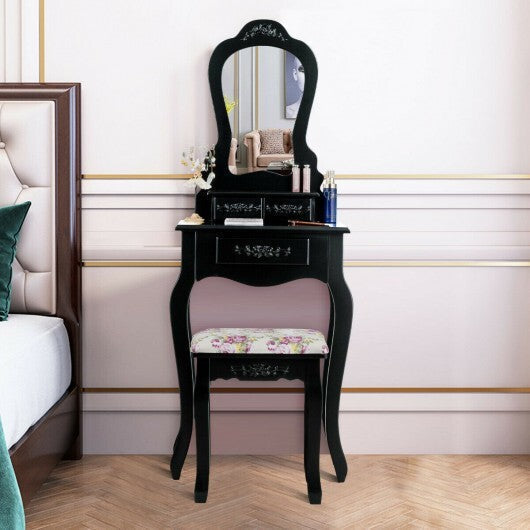 Makeup Dressing Table and Bench 3 Drawers and Cushioned Stool for Girls-White LuxuryLifeWay Online Store