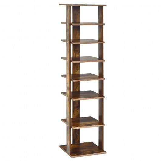 Wooden Shoes Storage Stand 7 Tiers Shoe Rack Organizer Multi-shoe Rack Shoebox-Rustic Brown - Color: Rustic Brown LuxuryLifeWay Online Store