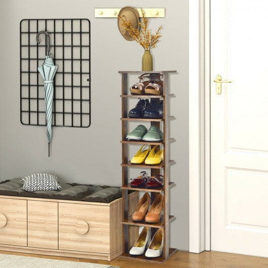 Wooden Shoes Storage Stand 7 Tiers Shoe Rack Organizer Multi-shoe Rack Shoebox-Rustic Brown - Color: Rustic Brown LuxuryLifeWay Online Store