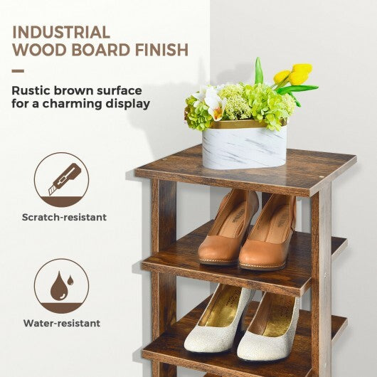 Wooden Shoes Storage Stand 7 Tiers Shoe Rack Organizer Multi-shoe Rack Shoebox-Rustic Brown - Color: Rustic Brown LuxuryLifeWay Online Store