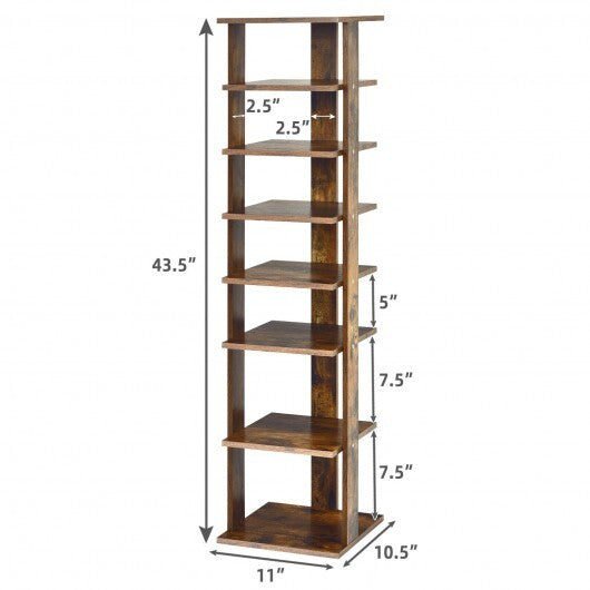 Wooden Shoes Storage Stand 7 Tiers Shoe Rack Organizer Multi-shoe Rack Shoebox-Rustic Brown - Color: Rustic Brown LuxuryLifeWay Online Store