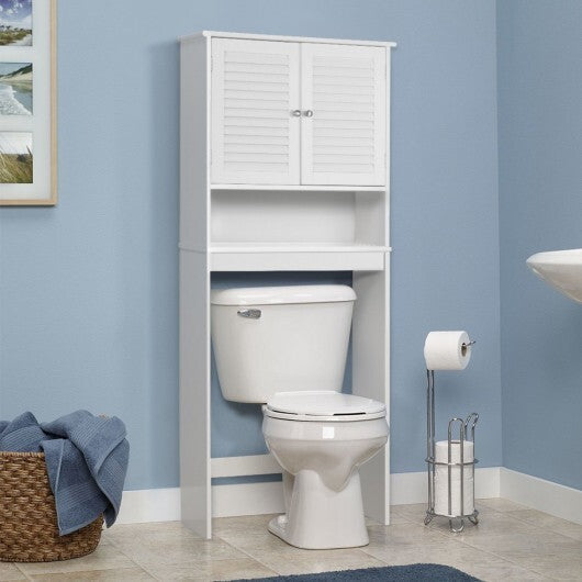 Over The Toilet Storage Cabinet with Double Doors and Adjustable Shelf LuxuryLifeWay Online Store