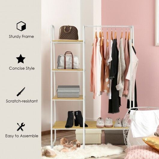 Clothes Rack Free Standing Storage Tower with Hanging Bar-Natural - Color: Natural LuxuryLifeWay Online Store