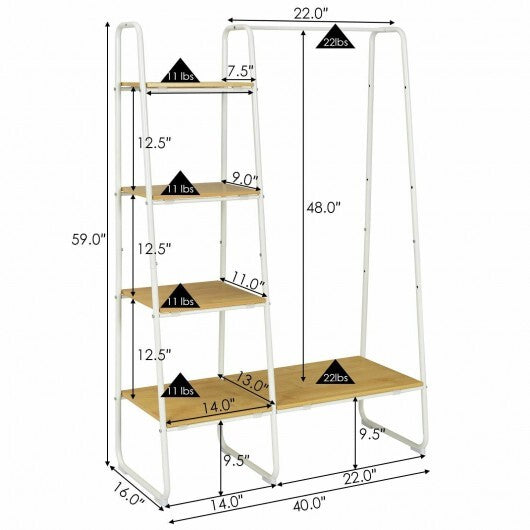 Clothes Rack Free Standing Storage Tower with Hanging Bar-Natural - Color: Natural LuxuryLifeWay Online Store