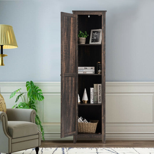 Linen Tower Bathroom Storage Cabinet Tall Slim Side Organizer with Shelf-White LuxuryLifeWay Online Store