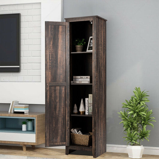 Linen Tower Bathroom Storage Cabinet Tall Slim Side Organizer with Shelf-White LuxuryLifeWay Online Store