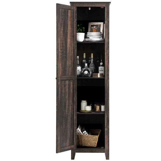 Linen Tower Bathroom Storage Cabinet Tall Slim Side Organizer with Shelf-White LuxuryLifeWay Online Store