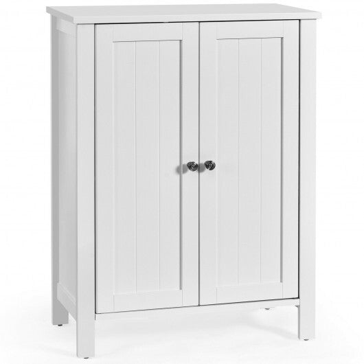 2-Door Bathroom Floor Storage Cabinet with Adjustable Shelf