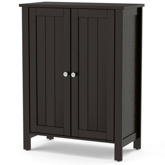 2-Door Bathroom Floor Storage Cabinet with Adjustable Shelf