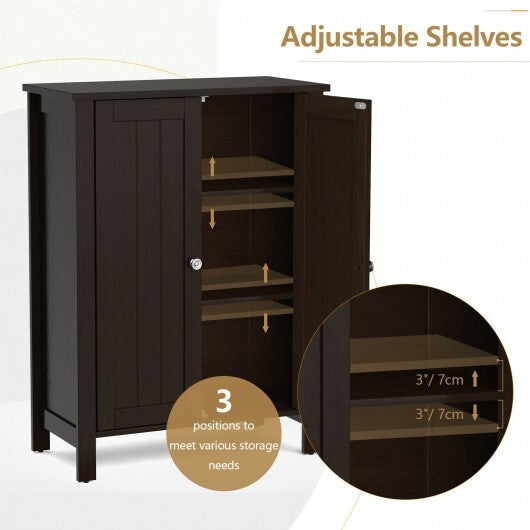 2-Door Bathroom Floor Storage Cabinet with Adjustable Shelf