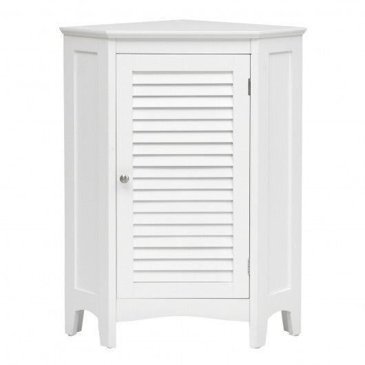 Corner Storage Cabinet Free Standing Bathroom Cabinet with Shutter Door LuxuryLifeWay Online Store