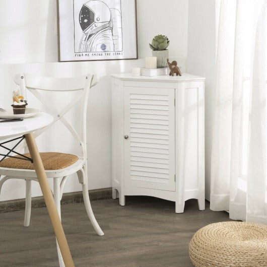 Corner Storage Cabinet Free Standing Bathroom Cabinet with Shutter Door LuxuryLifeWay Online Store