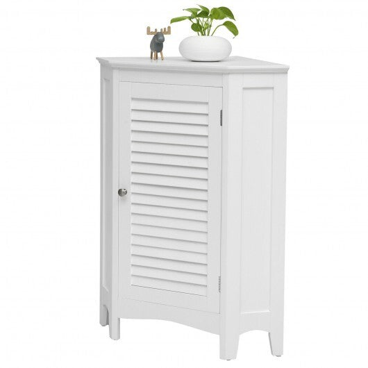 Corner Storage Cabinet Free Standing Bathroom Cabinet with Shutter Door LuxuryLifeWay Online Store