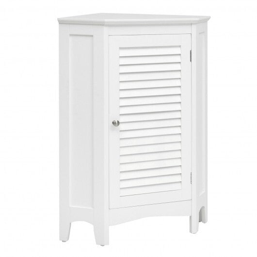 Corner Storage Cabinet Free Standing Bathroom Cabinet with Shutter Door LuxuryLifeWay Online Store