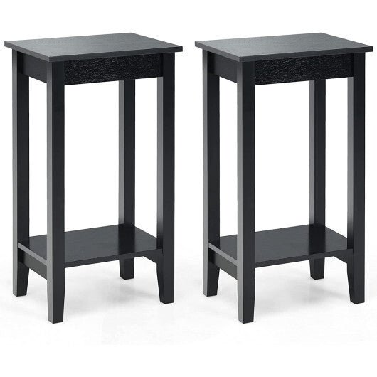 Set of 2 Versatile 2-Tier End Table with Storage Shelf-White LuxuryLifeWay Online Store