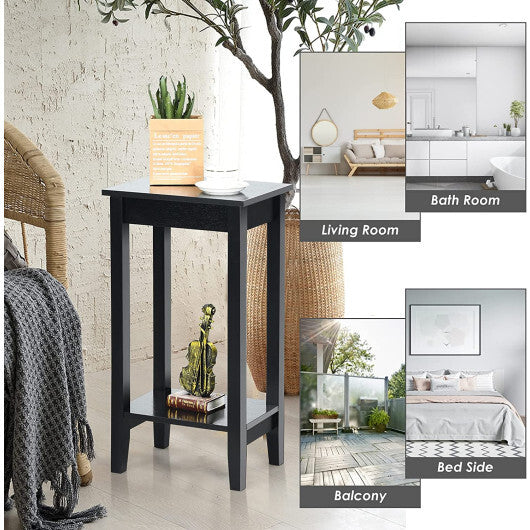 Set of 2 Versatile 2-Tier End Table with Storage Shelf-White LuxuryLifeWay Online Store