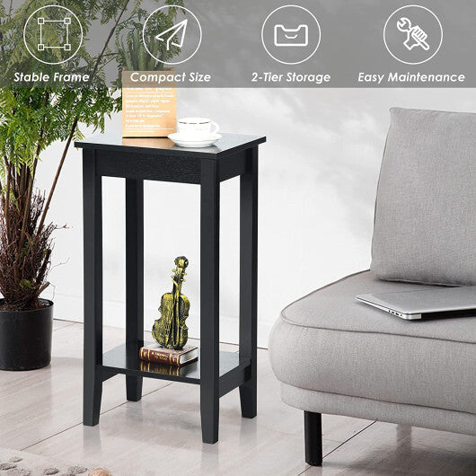 Set of 2 Versatile 2-Tier End Table with Storage Shelf-White LuxuryLifeWay Online Store