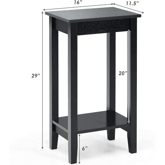 Set of 2 Versatile 2-Tier End Table with Storage Shelf-White LuxuryLifeWay Online Store