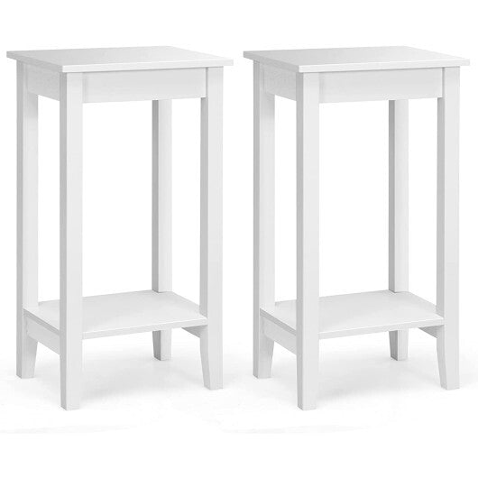 Set of 2 Versatile 2-Tier End Table with Storage Shelf-White LuxuryLifeWay Online Store