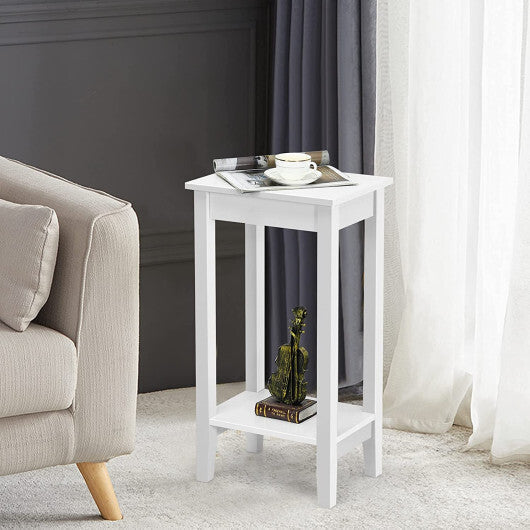 Set of 2 Versatile 2-Tier End Table with Storage Shelf-White LuxuryLifeWay Online Store