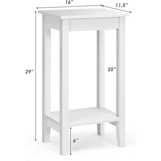 Set of 2 Versatile 2-Tier End Table with Storage Shelf-White LuxuryLifeWay Online Store