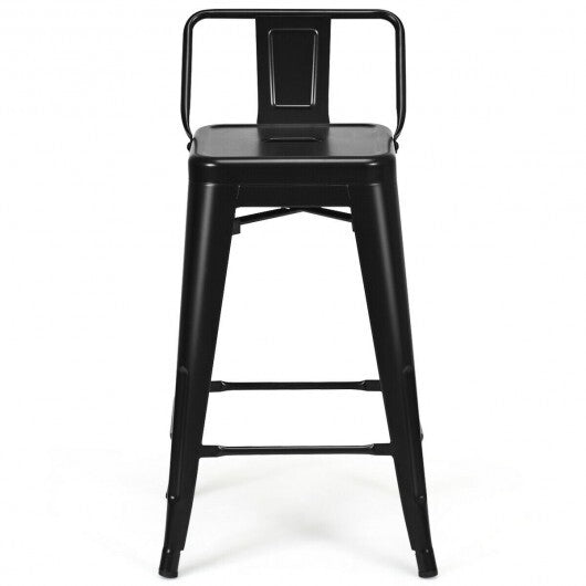 24 Inch Set of 4 Cafe Side Chairs with Rubber Feet and Removable Backs-Gun