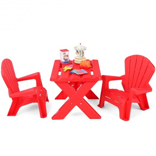 3-Piece Plastic Children Play Table Chair Set-Red LuxuryLifeWay Online Store