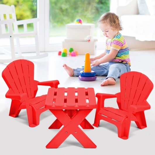 3-Piece Plastic Children Play Table Chair Set-Red LuxuryLifeWay Online Store