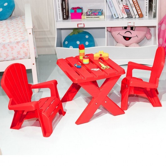 3-Piece Plastic Children Play Table Chair Set-Red LuxuryLifeWay Online Store