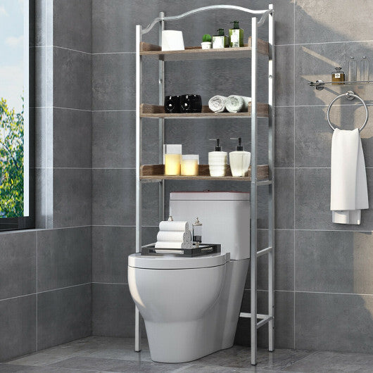 3-Tier Over-The-Toilet Bathroom Spacesaver Storage Rack-Silver