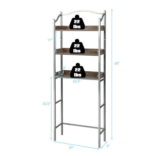 3-Tier Over-The-Toilet Bathroom Spacesaver Storage Rack-Silver