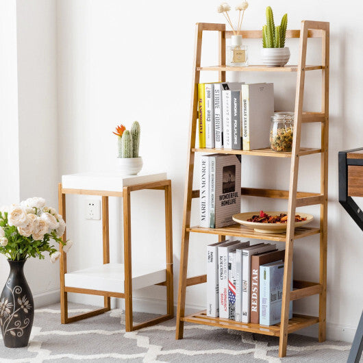 47.5 Inch 4-Tier Multifunctional Bamboo Bookcase Storage Stand Rack LuxuryLifeWay Online Store