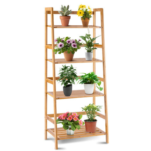 47.5 Inch 4-Tier Multifunctional Bamboo Bookcase Storage Stand Rack LuxuryLifeWay Online Store