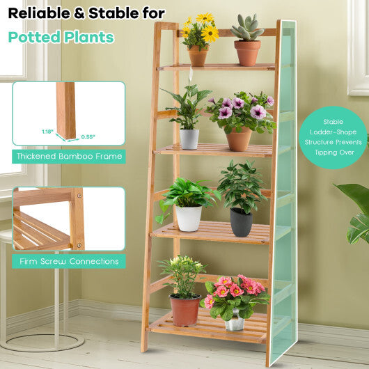 47.5 Inch 4-Tier Multifunctional Bamboo Bookcase Storage Stand Rack LuxuryLifeWay Online Store