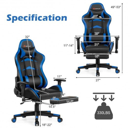 Massage Gaming Chair with Footrest-Pink LuxuryLifeWay Online Store