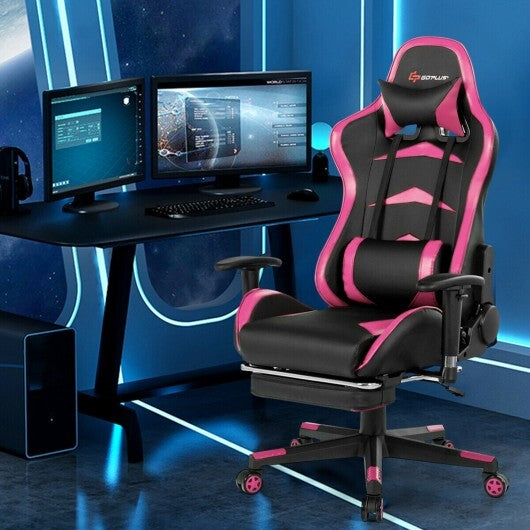 Massage Gaming Chair with Footrest-Pink LuxuryLifeWay Online Store